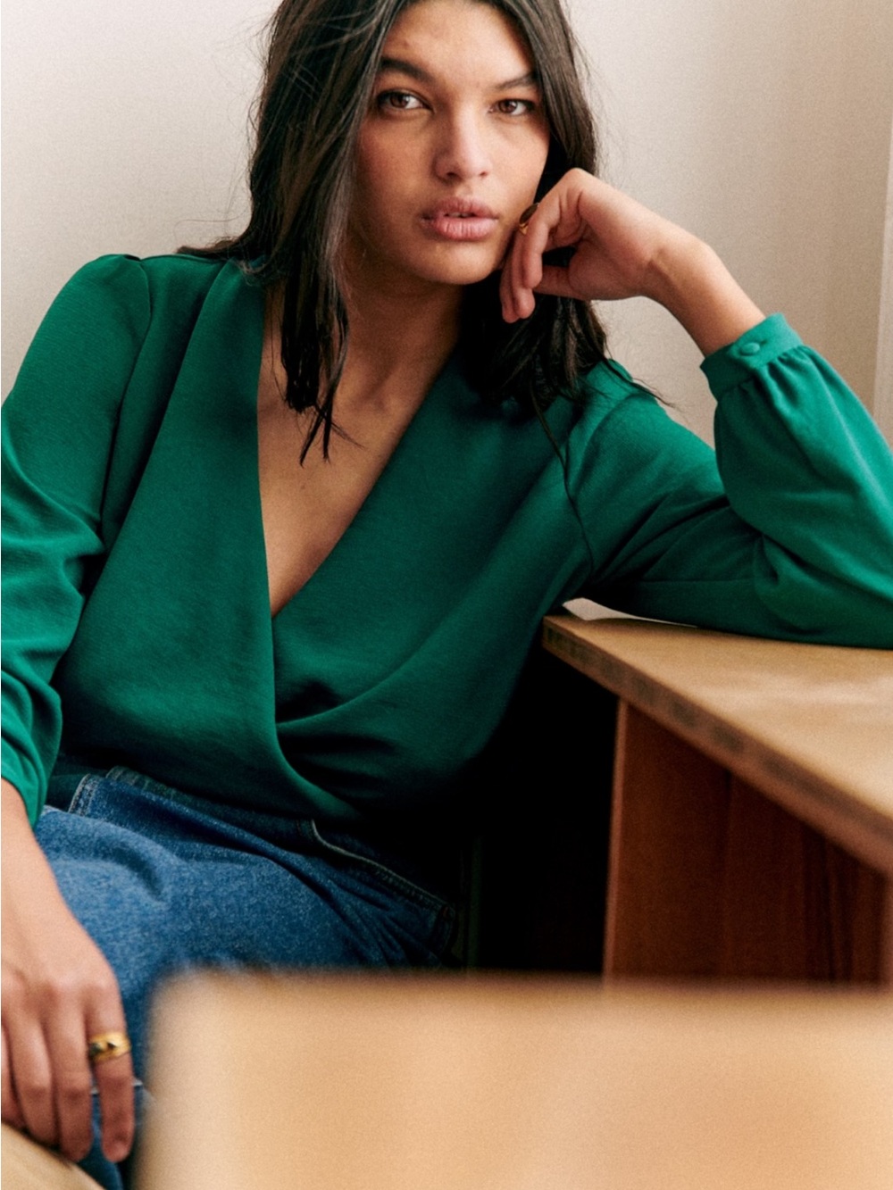 Bottle green Abelia blouse - Picture 3 of 6
